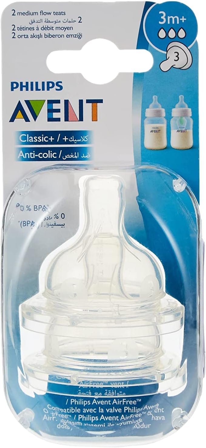 61exOeEEdQL._AC_SL1500_ حلمة رضاعة فيليبس افنت كلاسيك ب 3 فتحات للأطفال من عمر 3 أشهر - 2 قطعة - 633 - الصورة 1