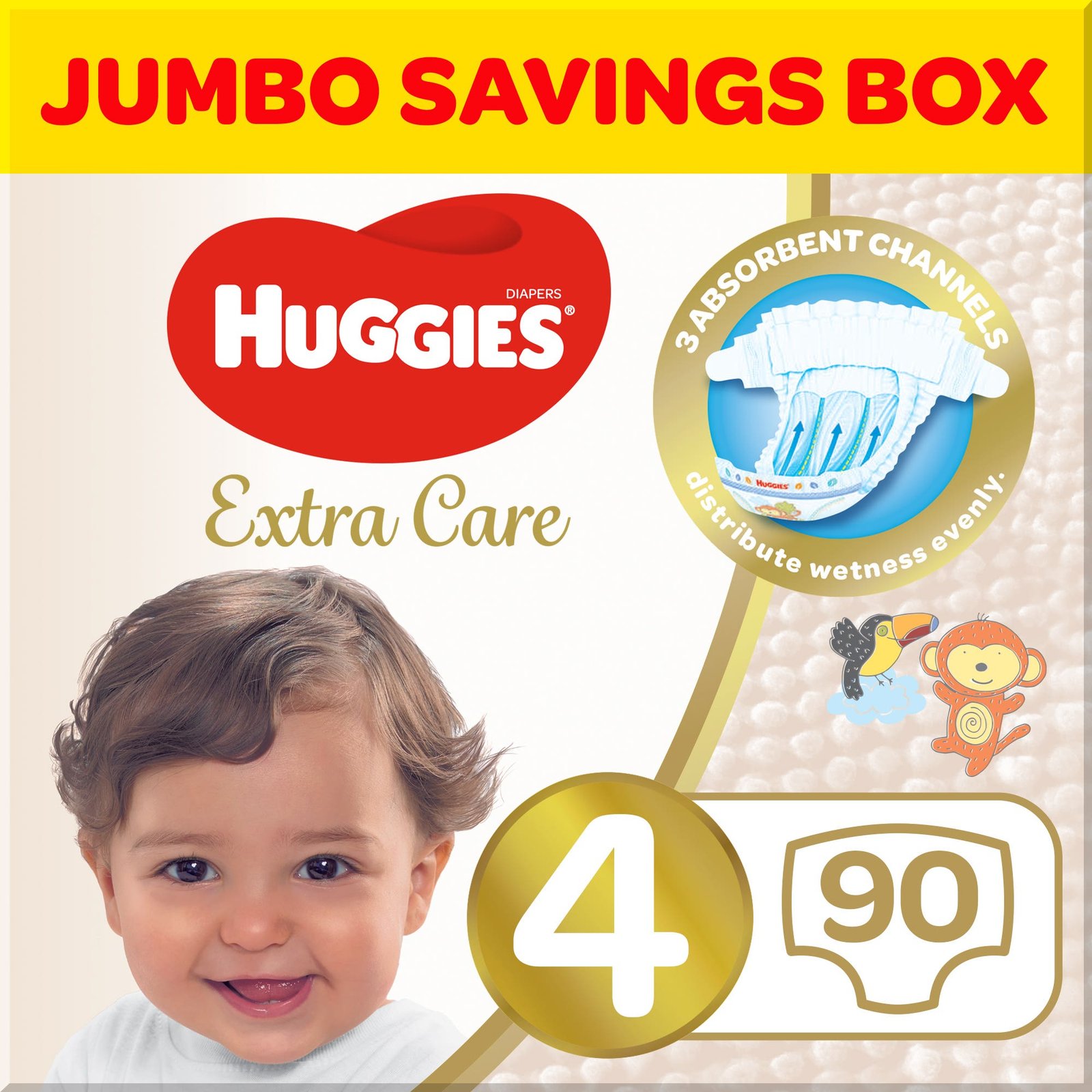 huggies-extra-care-daipers-s4-jumbo-box-90-pcs-5pjpg هجيز بوكس حفاضات أطفال عناية إضافية، مقاس (4) – 90 قطعة - الصورة 1
